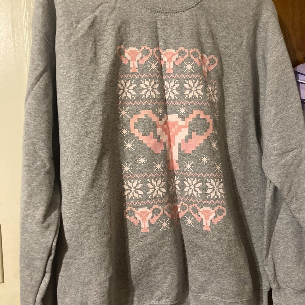 Look Human Uterus Feminist Sweatshirt Unisex L